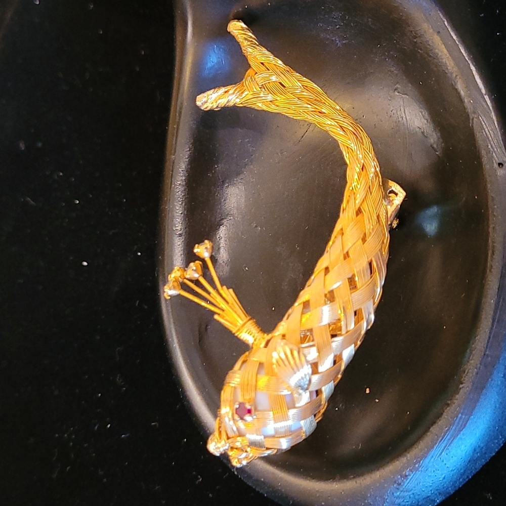 Woven Gold Whale Barrette Made in France